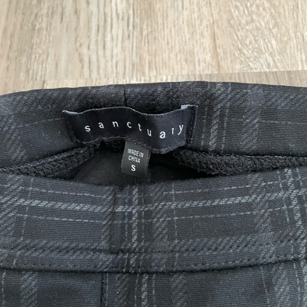 Sanctuary Plaid Leggings Black Grey Women’s Small Stretch Pants - Picture 7 of 8